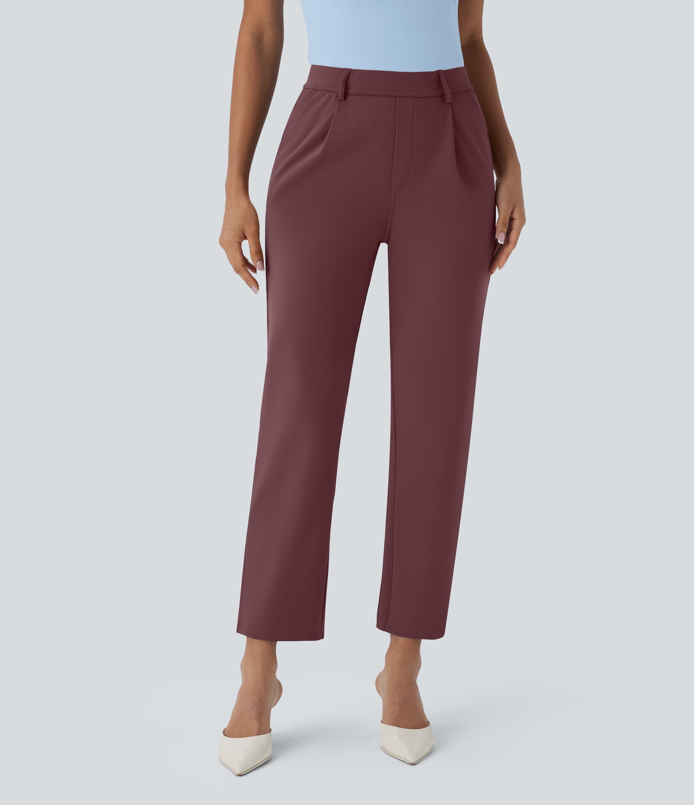 High Waisted Pocket Ankle Length Tapered Work Pants thumbnail 6