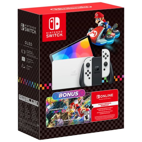 Nintendo Switch (OLED Model) Mario Kart 8 Deluxe Bundle with 12-Month Online Individual Membership | Best Buy Canada - Image 1