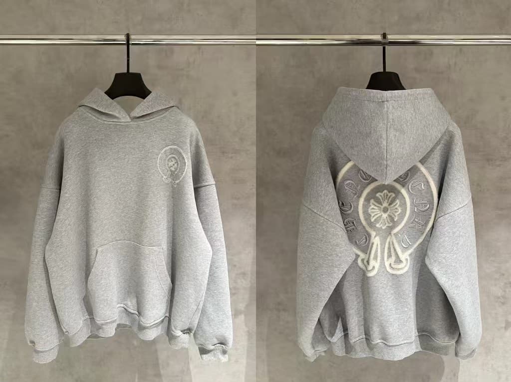 Chrome Hearts Embroidery Gray Hoodie - Chrome Hearts - Image 1