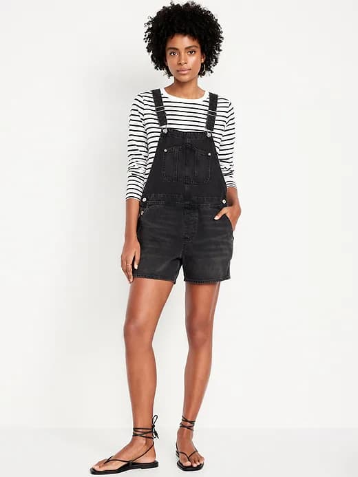 Slouchy Jean Shortalls -- 3.5-inch inseam - Image 1