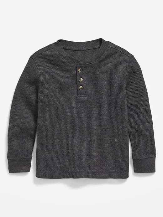 Long-Sleeve Thermal-Knit Henley T-Shirt for Toddler Boys - Image 1