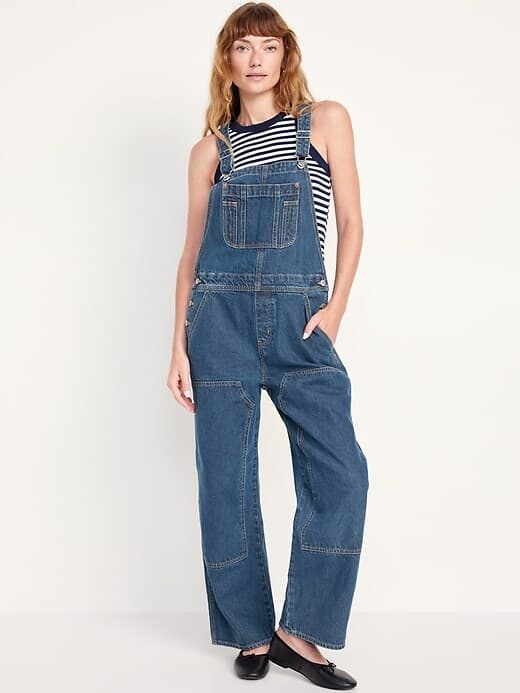 Baggy Wide-Leg Jean Overalls - Image 1