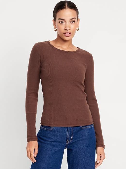 Plush-Knit Long-Sleeve T-Shirt - Image 1