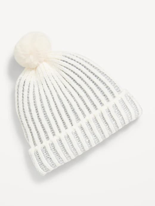 Shiny Pom-Pom Beanie for Toddler Girls - Image 1