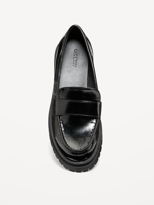 Faux-Leather Chunky Heel Loafers thumbnail 2