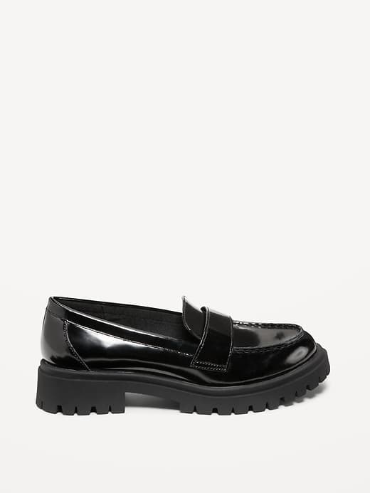Faux-Leather Chunky Heel Loafers thumbnail 3