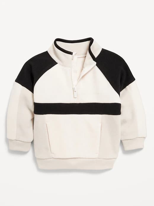 Oversized Microfleece Quarter-Zip Sweater for Toddler Boys - Image 1