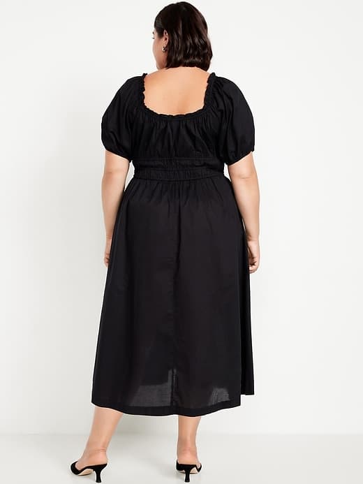 Fit & Flare Puff-Sleeve Midi Dress thumbnail 16