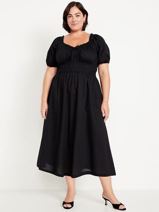 Fit & Flare Puff-Sleeve Midi Dress thumbnail 15