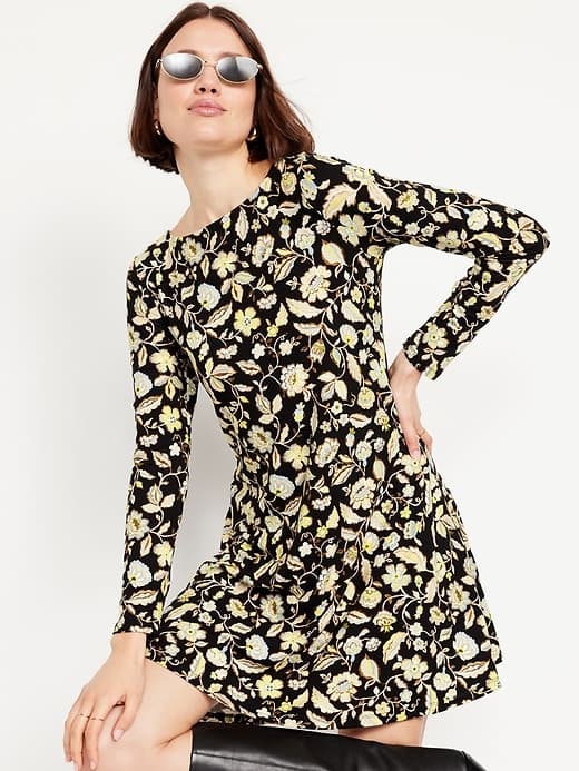 Long-Sleeve Mini Swing Dress thumbnail 8