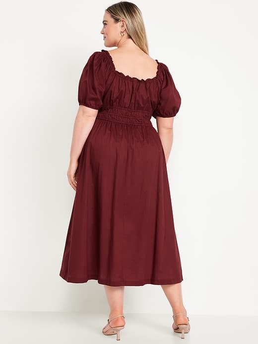 Fit & Flare Puff-Sleeve Midi Dress thumbnail 7