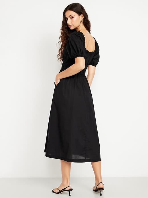 Fit & Flare Puff-Sleeve Midi Dress thumbnail 12