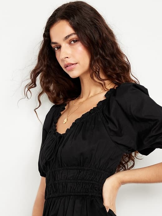 Fit & Flare Puff-Sleeve Midi Dress thumbnail 13
