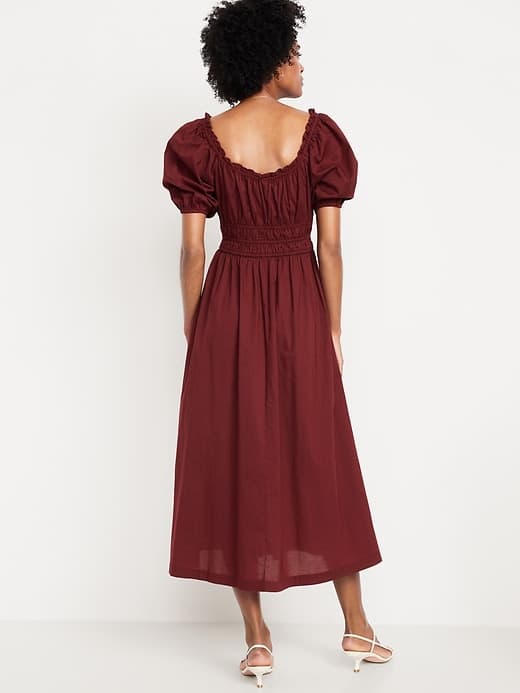 Fit & Flare Puff-Sleeve Midi Dress thumbnail 2