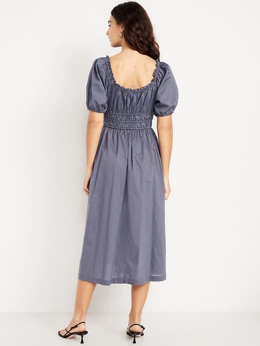 Fit & Flare Puff-Sleeve Midi Dress thumbnail 8