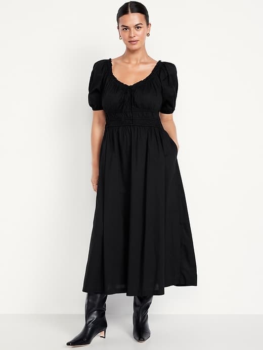 Fit & Flare Puff-Sleeve Midi Dress thumbnail 14