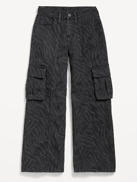 Printed Super Baggy Wide-Leg Cargo Pants for Girls - Image 1