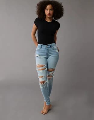 AE Next Level Curvy High-Waisted Ripped Jegging - Image 1