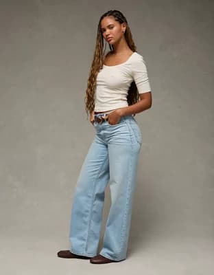 AE Strigid Curvy Super High-Waisted Baggy Straight Jean - Image 1