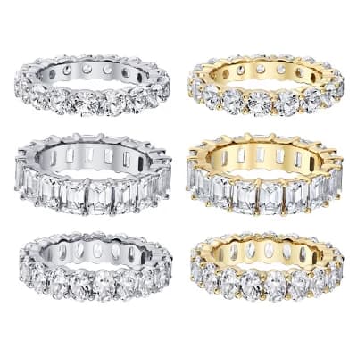 Lab Created White Sapphire Eternity Band in 14K Gold - Image 1