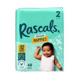 Rascals Premium Nappies Size 2 (4-8Kg) | 48 Pack - Image 1