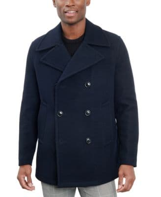 Double-Breasted Wool Blend Peacoat