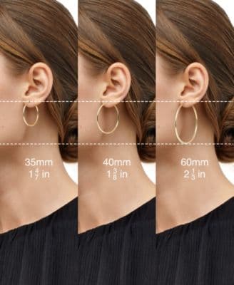 Polished Round Hoop Earrings in 14k Gold, 30mm thumbnail 8