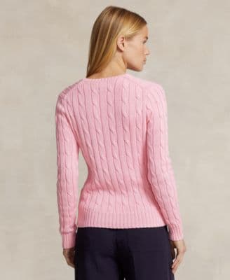 Women's Cable-Knit Cotton V-Neck Sweater thumbnail 2