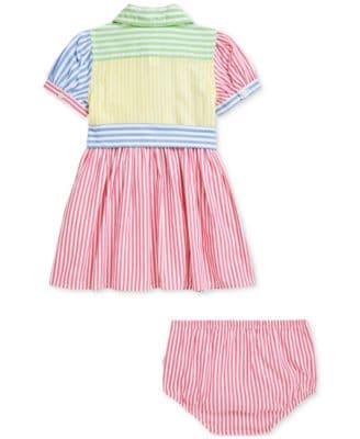 Baby Girls Striped Color-Blocked Dress thumbnail 2