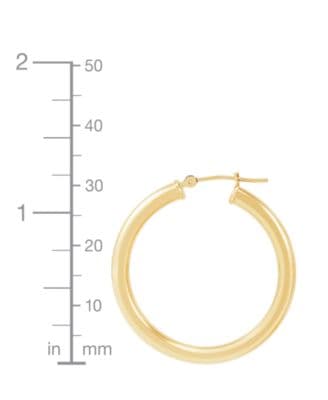 Polished Round Hoop Earrings in 14k Gold, 30mm thumbnail 6