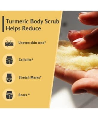 Exfoliating Body Scrub | Turmeric Body Scrub and Skin Exfoliator with Collagen and Coconut Oil | 12 oz thumbnail 5