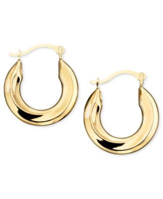 Small Polished Tube Hoop Earrings in 10k Gold and White Gold  - Image 1