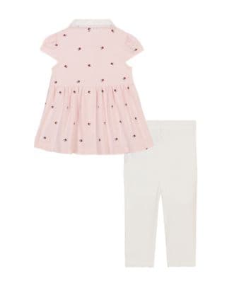 Baby Girl 2-Piece Printed Polo Tunic Top and Ribbed Capri Leggings Set thumbnail 2