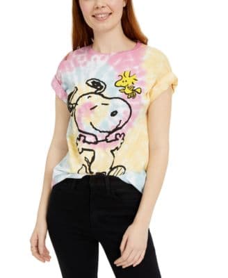 Juniors' Snoopy Woodstock Printed Graphic T-Shirt - Image 1