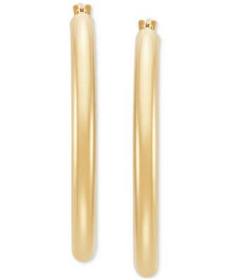 Polished Round Hoop Earrings in 14k Gold, 30mm thumbnail 5