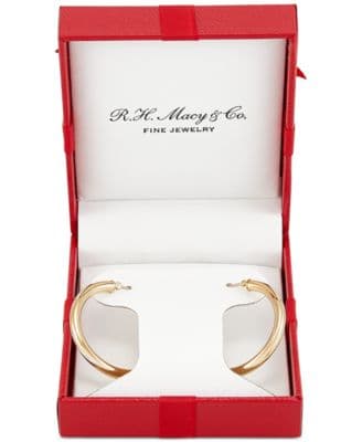 Polished Round Hoop Earrings in 14k Gold, 30mm thumbnail 2
