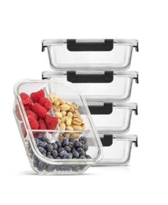 3-Sectional Set of 5 Glass Food Storage Containers - Image 1