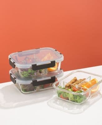 3-Sectional Set of 5 Glass Food Storage Containers thumbnail 4