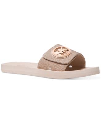Women’s MK Charm Pool Slide Slip-On Flat Sandals - Image 1