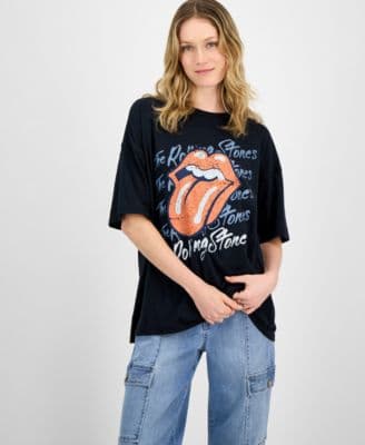 Juniors' Rolling Stones Graphic Oversized Tee thumbnail 4