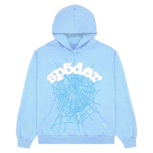 Upgrade Your Style with Sky Blue Web Sp5der Hoodie - 50% OFF! - Image 1