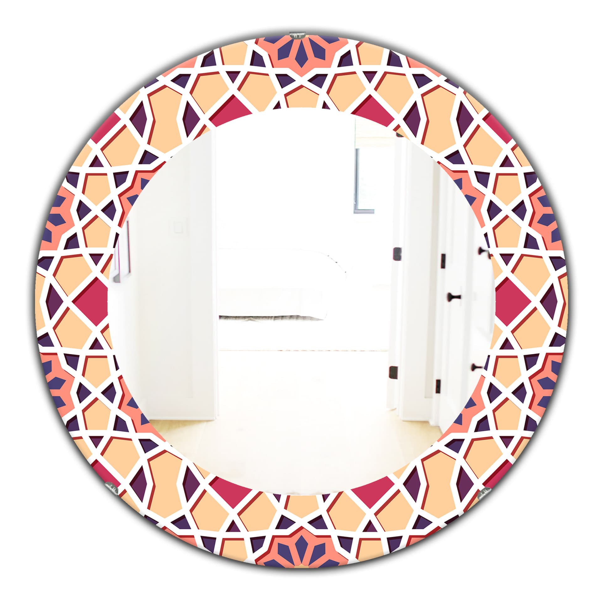 Pink Geometric Flower Mirror by Designart