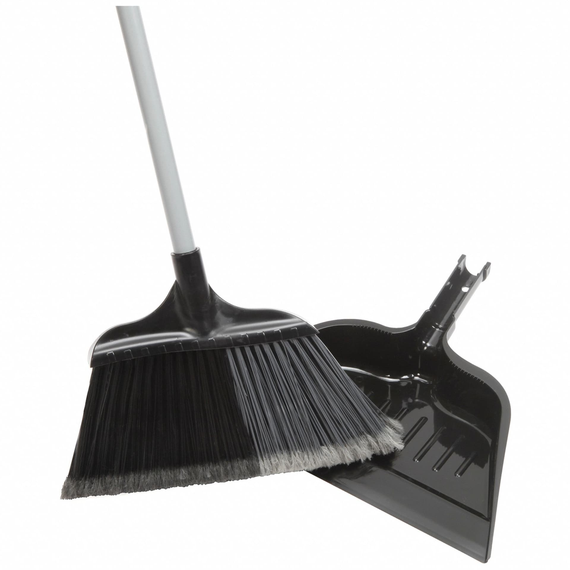 SKILCRAFT Lobby Broom and Dust Pan: 53 in Broom Handle Lg, Poly-Fiber, Black Bristle, Black Dust Pan - Image 1