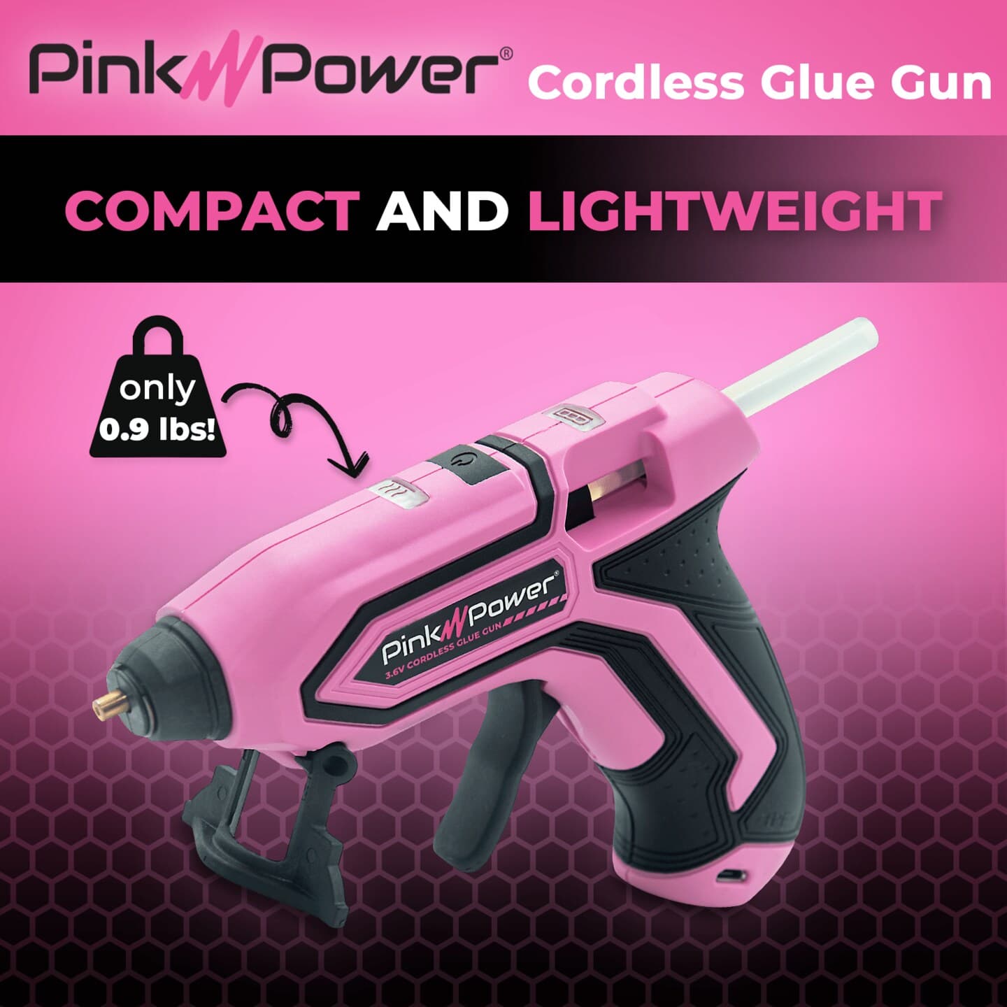 Pink Power Cordless Mini Hot Glue Gun with Stand - USB Rechargeable Wireless Hot Melt Glue Gun Kit with 20 Glue Sticks - Battery Operated Cordless Glue Gun for Crafts - Portable Pink Hot Glue Gun thumbnail 4