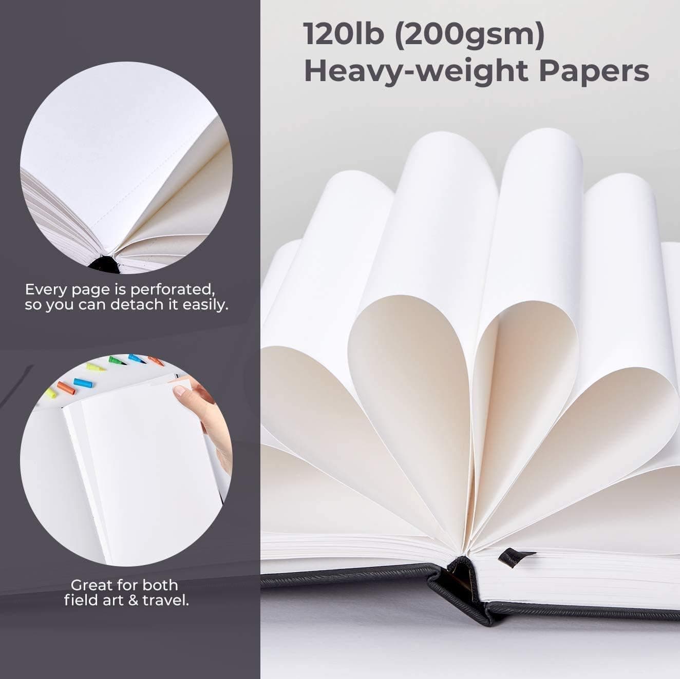 Ohuhu Sketchbook Marker Paper Pad 78 Sheets/156 Pages, Art Sketch Book Drawing Papers 120 LB/200 GSM Hardcover Sketching Books for Alcohol Markers Heavyweight Sketchpad Christmas Gift thumbnail 5