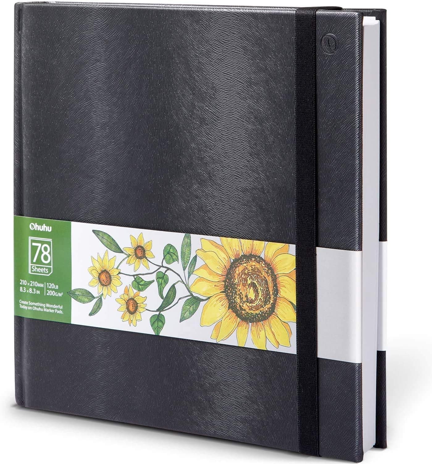 Ohuhu Sketchbook Marker Paper Pad 78 Sheets/156 Pages, Art Sketch Book Drawing Papers 120 LB/200 GSM Hardcover Sketching Books for Alcohol Markers Heavyweight Sketchpad Christmas Gift - Image 1