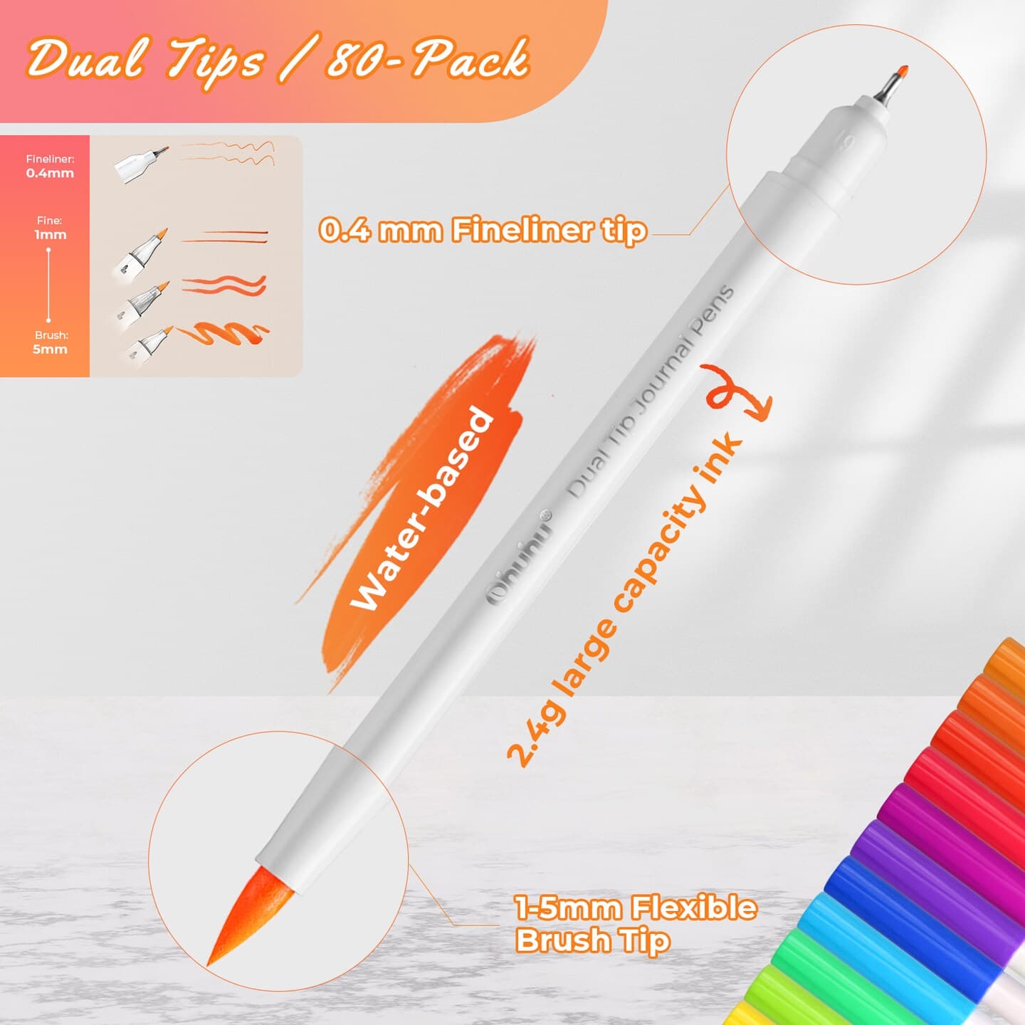 Ohuhu Markers for Adults Coloring Books 80 Colors Coloring Markers Pens for Journaling Water-Based Dual Tips Extra Fine & Brush Art Markers for Calligraphy Lettering Card-making thumbnail 4