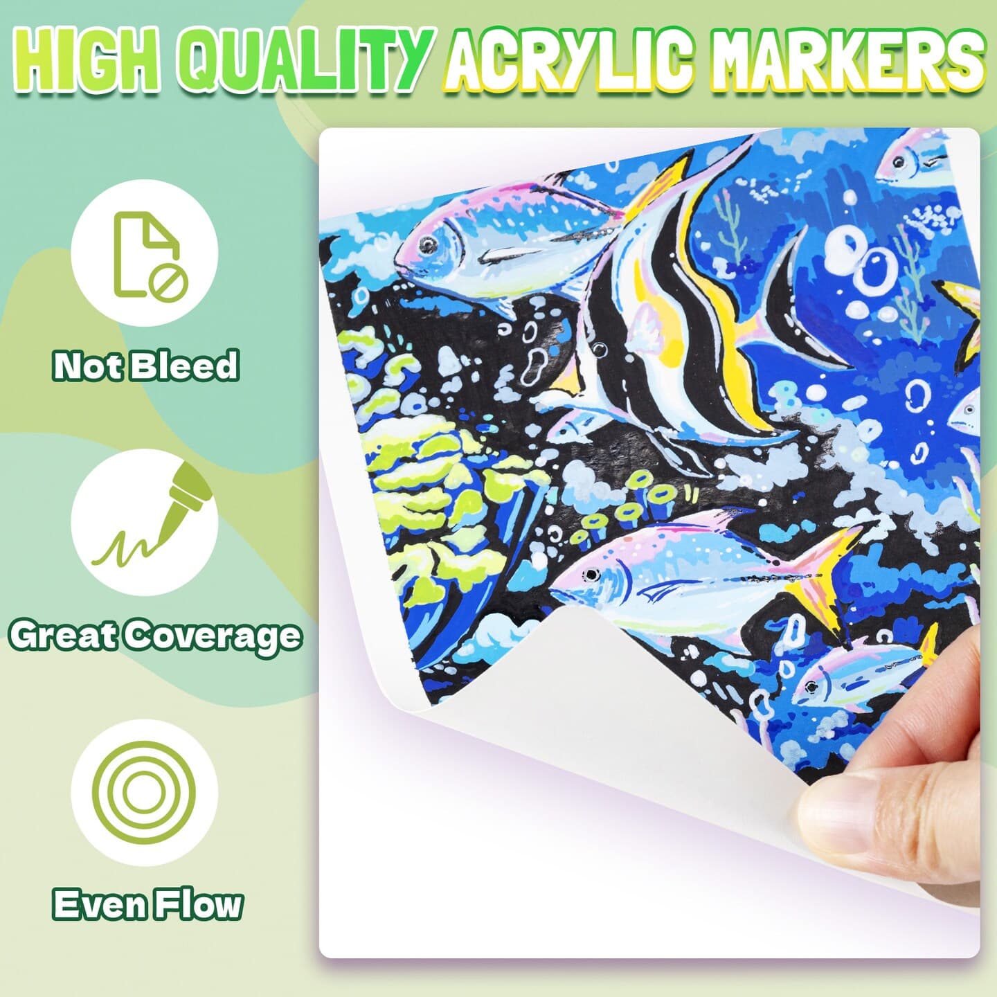 LET'S RESIN PAINT Acrylic Paint Markers Brush Tip 72 Colors,Automatic Ink Control Acrylic Paint Pens,No Bleed & Good Coverage Acrylic Markers for Coloring Books,Rock Painting,Canvas,Ceramic,Wood thumbnail 5