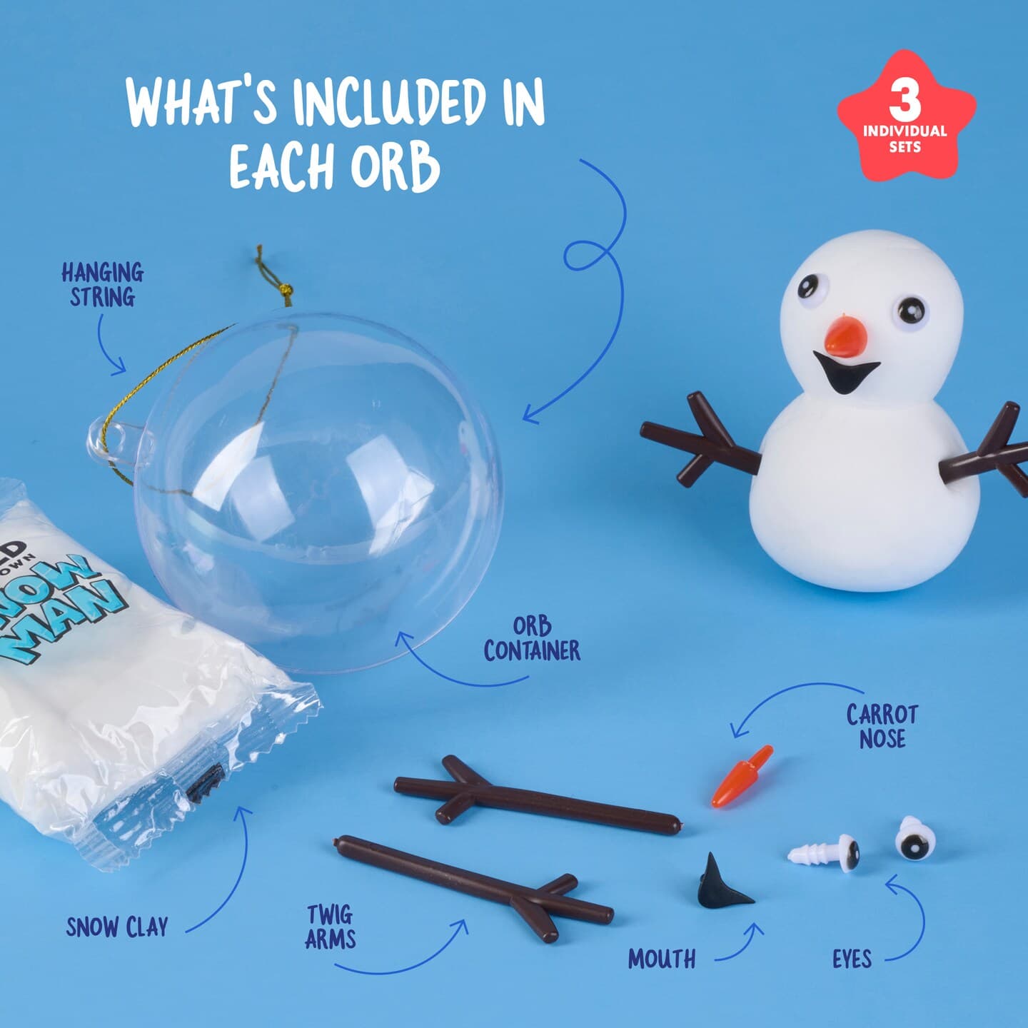 Dan&Darci Snowman Making Kit for Kids - Build a Snow Man Craft Kits for Girls, Boys, Toddlers Ages Kid Winter Christmas Crafts Activities Stocking Stuffers Fun Toys Ideas for 6, 7, 8 Year Old thumbnail 3