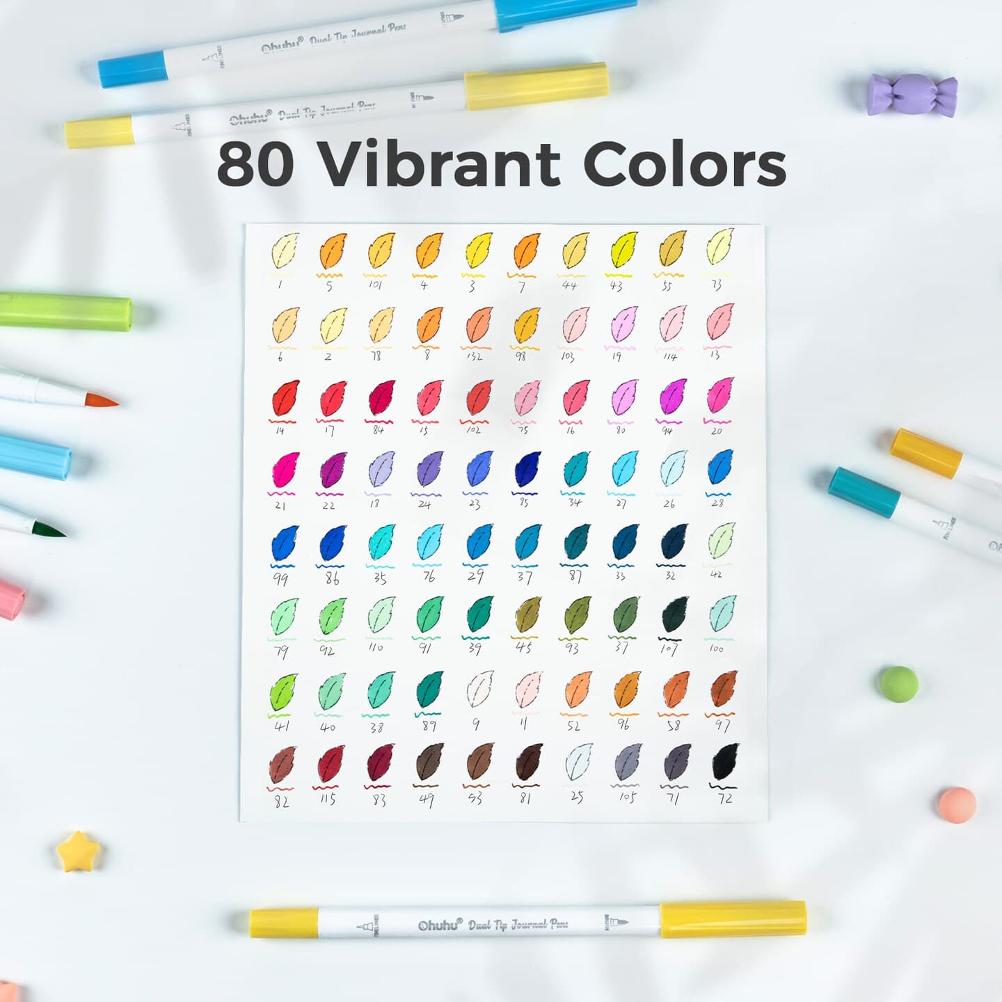 Ohuhu Markers for Adults Coloring Books 80 Colors Coloring Markers Pens for Journaling Water-Based Dual Tips Extra Fine & Brush Art Markers for Calligraphy Lettering Card-making thumbnail 3
